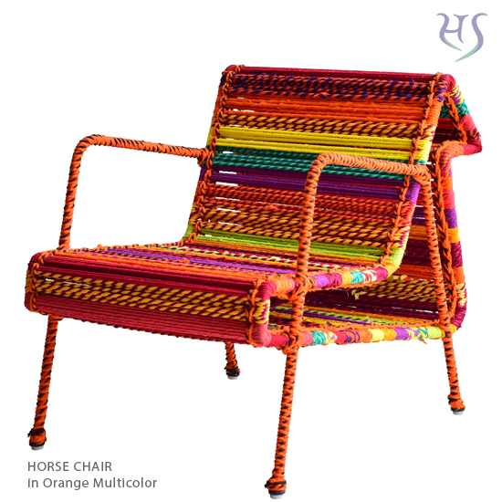 Horse Chair in Orange Multicolor Katran Collection by Sahil & Sarthak 
